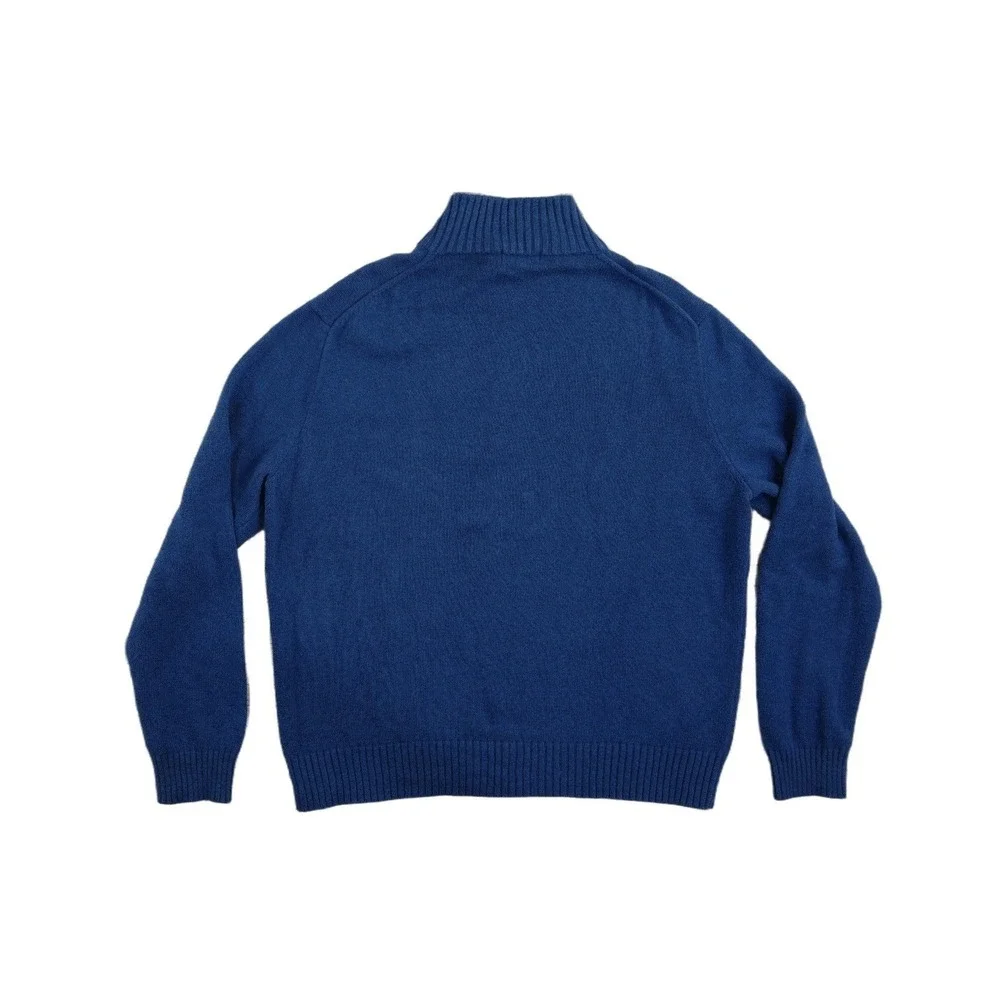 Polo Ralph Lauren Quarter Zip Sweater‎ Men's Size XL Blue Cotton Knit Pony